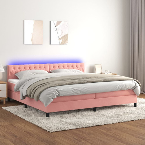 Vidaxl - vidaXL Sommier à lattes de lit avec matelas et LED Rose 200x200 cm Vidaxl  - Cadres de lit