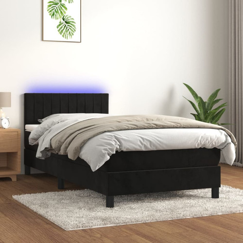 Vidaxl - vidaXL Sommier à lattes de lit avec matelas et LED Noir 90x200 cm Vidaxl  - Maison