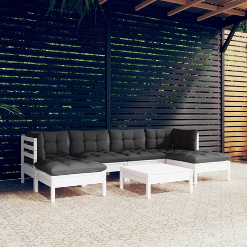 Vidaxl - vidaXL Salon de jardin 7 pcs avec coussins blanc bois de pin Vidaxl  - Chaises de jardin