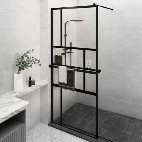 Vidaxl - vidaXL Paroi de douche avec étagère Noir 90x195 cm Verre ESG&Aluminium Vidaxl  - Plomberie Salle de bain