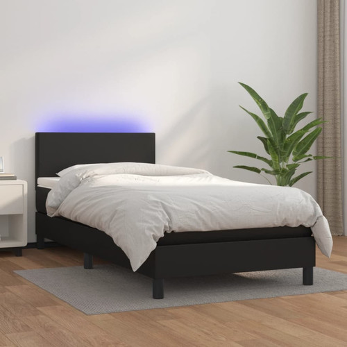 Vidaxl - vidaXL Sommier à lattes de lit avec matelas et LED Noir 100x200cm Vidaxl  - Lit 2 personnes Cadres de lit