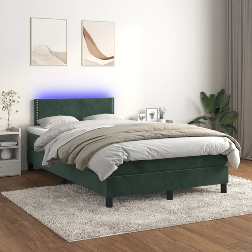 Cadres de lit Vidaxl vidaXL Sommier à lattes de lit avec matelas LED Vert foncé 120x200 cm