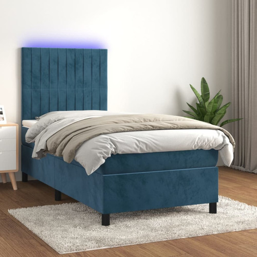 Vidaxl - vidaXL Sommier à lattes de lit avec matelas LED Bleu foncé 100x200 cm Vidaxl  - Literie