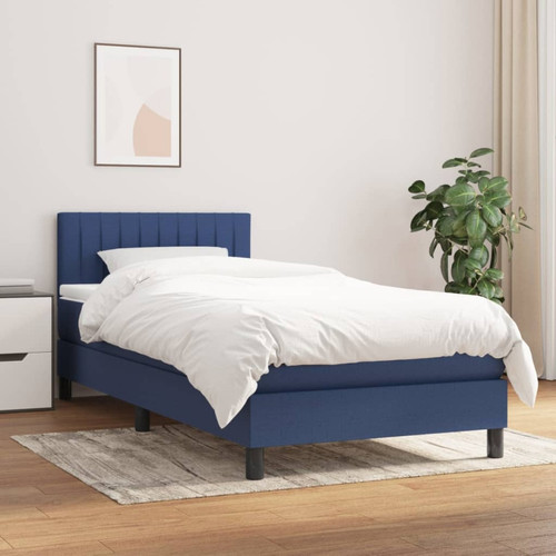 Vidaxl - vidaXL Sommier à lattes de lit avec matelas Bleu 80x200 cm Tissu Vidaxl  - Maison