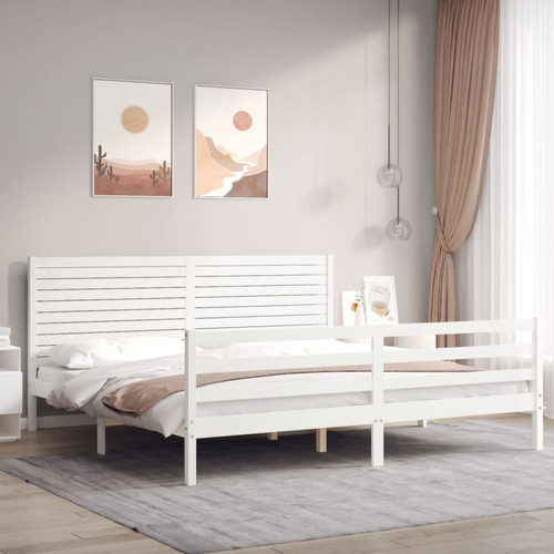 Vidaxl - vidaXL Cadre de lit avec tête de lit blanc 200x200 cm bois massif Vidaxl  - Vidaxl