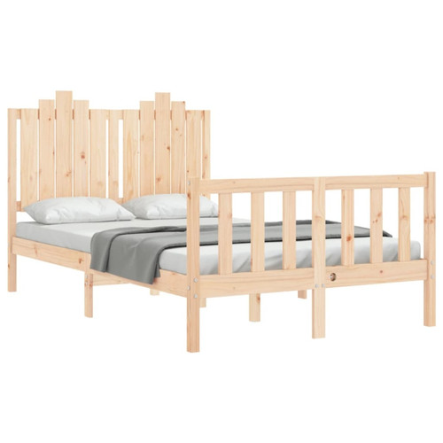 Vidaxl vidaXL Cadre de lit avec tête de lit petit double bois massif