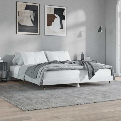 Vidaxl - vidaXL Cadre de lit blanc brillant 120x200 cm bois d'ingénierie Vidaxl  - Literie
