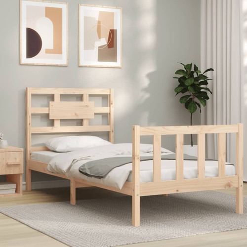 Vidaxl - vidaXL Cadre de lit avec tête de lit simple bois massif Vidaxl  - Chambre Enfant