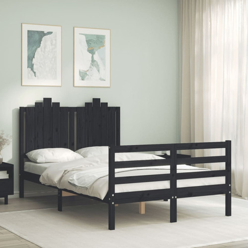 Vidaxl - vidaXL Cadre de lit avec tête de lit noir 120x200 cm bois massif Vidaxl  - Chambre et literie Maison