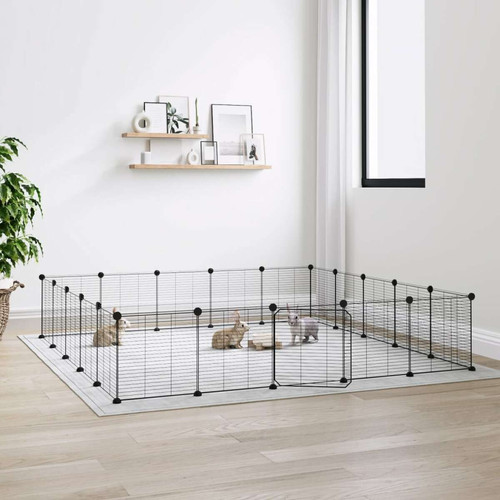 Vidaxl - vidaXL Cage animaux de compagnie à 20 panneaux et porte Noir 35x35 cm Vidaxl  - Animalerie