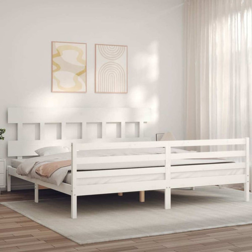 Vidaxl - vidaXL Cadre de lit avec tête de lit blanc 200x200 cm bois massif Vidaxl - Lit 2 places Cadres de lit