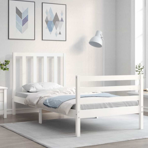 Vidaxl - vidaXL Cadre de lit et tête de lit blanc 100x200 cm bois massif Vidaxl  - Cadres de lit