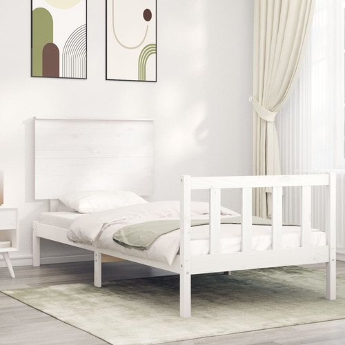 Vidaxl - vidaXL Cadre de lit avec tête de lit blanc 90x200 cm bois massif Vidaxl  - Vidaxl