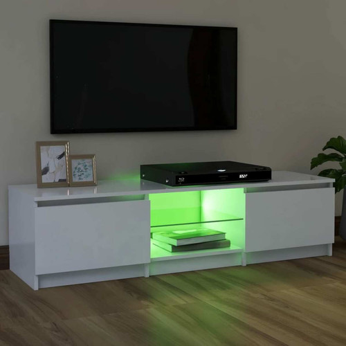 Vidaxl vidaXL Meuble TV avec lumières LED Blanc 120x30x35,5 cm