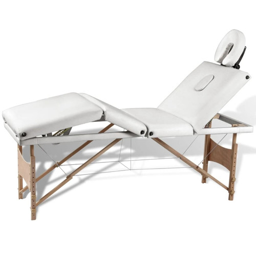 Vidaxl - vidaXL Table de massage pliable Blanc crème 4 zones avec cadre en bois Vidaxl  - Soin du corps