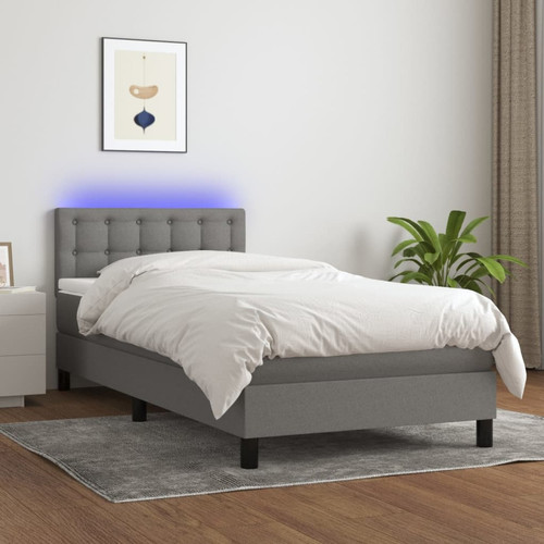 Vidaxl - vidaXL Sommier à lattes de lit avec matelas et LED Gris foncé 90x190cm Vidaxl  - Maison Gris