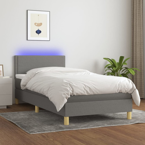 Vidaxl - vidaXL Sommier à lattes de lit avec matelas et LED Gris foncé 90x190cm Vidaxl - Lit enfant Blanc+gris