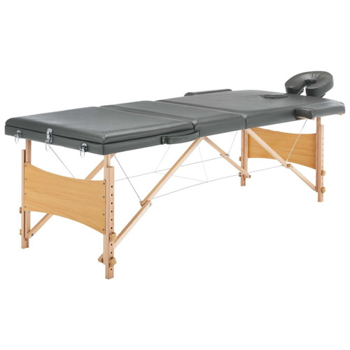 Vidaxl - vidaXL Table de massage avec 3 zones Cadre en bois Anthracite 186x68cm Vidaxl  - Soin du corps