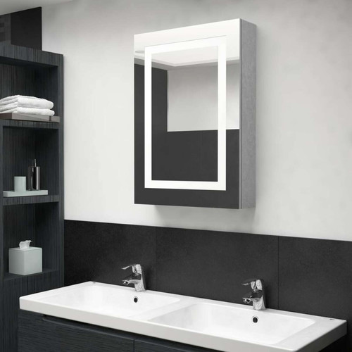 Vidaxl - vidaXL Armoire de salle de bain à miroir LED gris béton 50x13x70 cm Vidaxl  - meuble bas salle de bain Gris ceruse et blanc