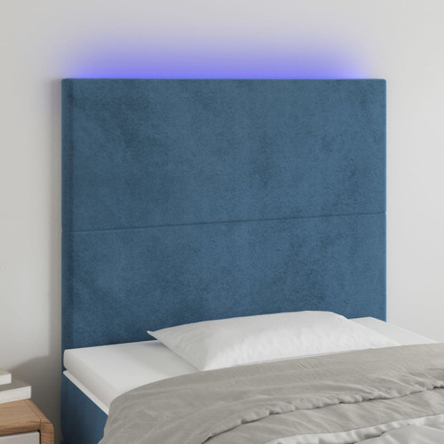 Vidaxl - vidaXL Tête de lit à LED Bleu foncé 90x5x118/128 cm Velours Vidaxl  - Literie Vidaxl