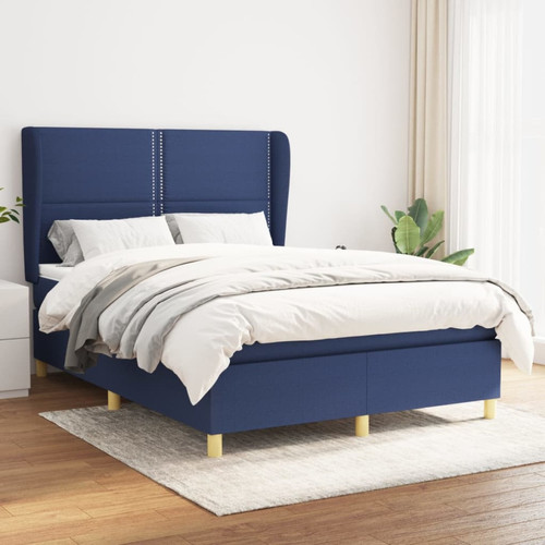 Vidaxl - vidaXL Sommier à lattes de lit avec matelas Bleu 140x200 cm Tissu Vidaxl - Cadres de lit