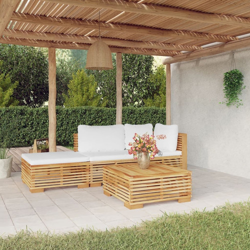Vidaxl - vidaXL Salon de jardin 4 pcs avec coussins Bois de teck solide Vidaxl  - Chaises de jardin