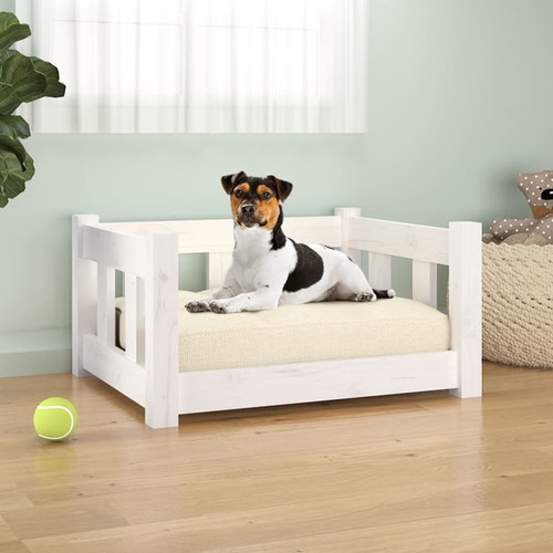 Vidaxl - vidaXL Lit pour chien blanc 55,5x45,5x28 cm bois de pin solide Vidaxl  - Corbeille pour chien Vidaxl