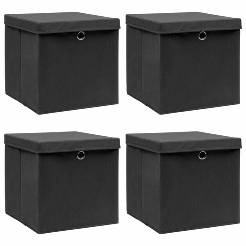 Vidaxl - vidaXL Boîtes de rangement avec couvercle 4 pcs Noir 32x32x32 cm Tissu Vidaxl  - Boîte de rangement Noir