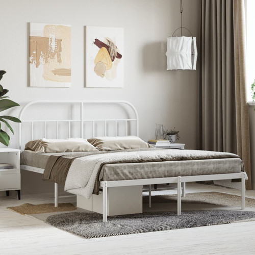 Vidaxl - vidaXL Cadre de lit métal avec tête de lit blanc 140x200 cm Vidaxl  - Chambre et literie Maison