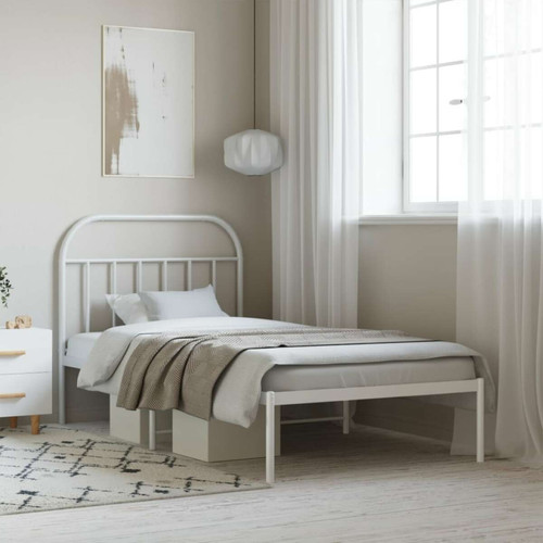 Vidaxl - vidaXL Cadre de lit métal avec tête de lit blanc 100x200 cm Vidaxl  - Cadres de lit