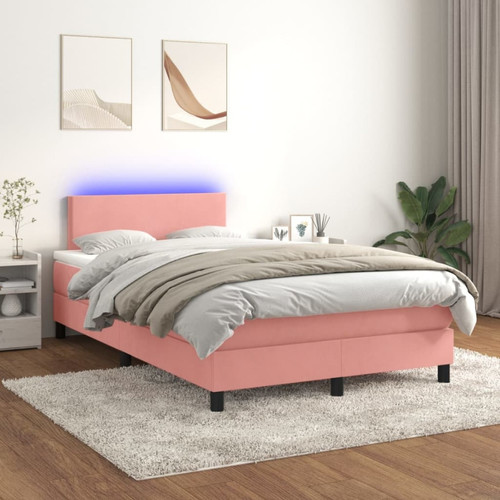 Vidaxl - vidaXL Sommier à lattes de lit avec matelas LED Rose 120x200cm Velours Vidaxl  - Literie