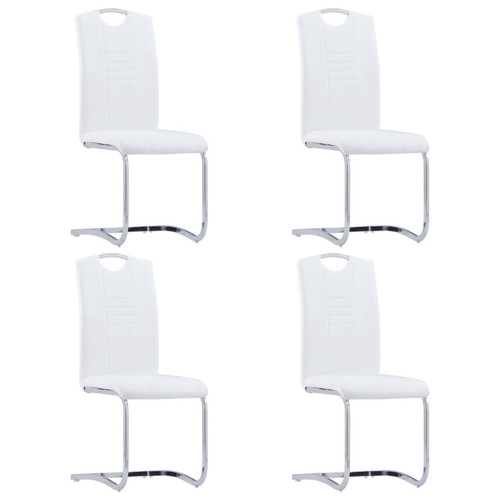 Vidaxl - vidaXL Chaises à manger cantilever lot de 4 blanc similicuir Vidaxl - Chaise scandinave grise Chaises