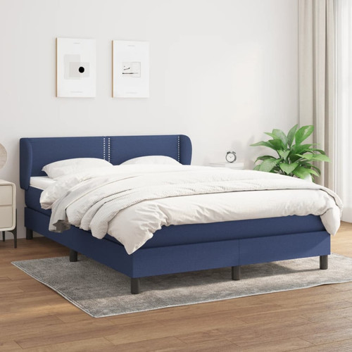 Cadres de lit Vidaxl vidaXL Sommier à lattes de lit avec matelas Bleu 140x190 cm Tissu
