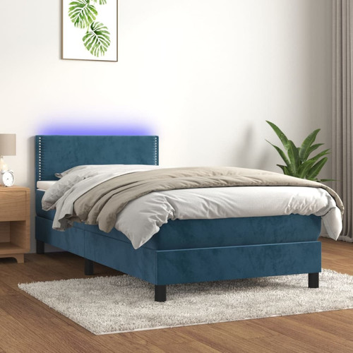 Vidaxl - vidaXL Sommier à lattes de lit avec matelas et LED Bleu foncé 90x190cm Vidaxl  - Lit enfant