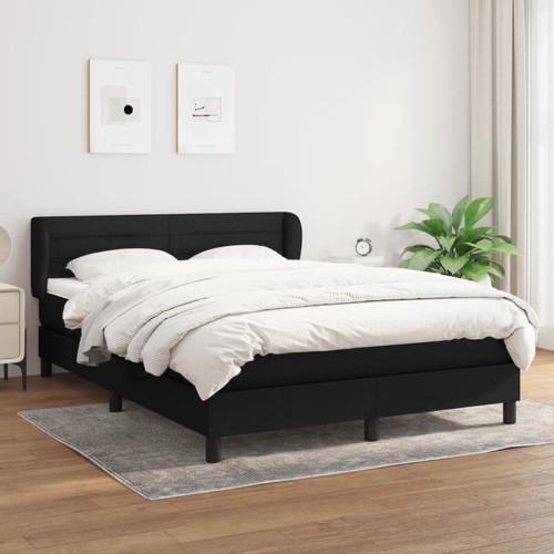Vidaxl - vidaXL Sommier à lattes de lit avec matelas Noir 140x200 cm Tissu Vidaxl  - Chambre et literie Maison