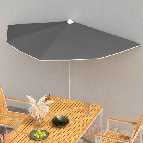 Vidaxl - vidaXL Demi-parasol de jardin avec mât 180x90 cm Anthracite Vidaxl  - Mobilier de jardin