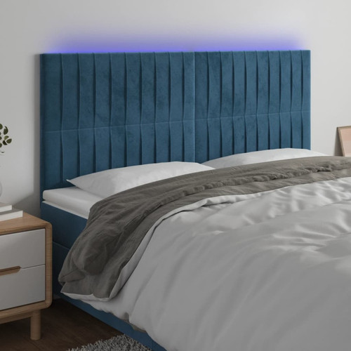 Vidaxl - vidaXL Tête de lit à LED Bleu foncé 200x5x118/128 cm Velours Vidaxl  - Maison Bleu petrole