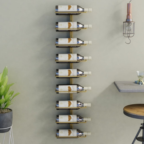 Vidaxl - vidaXL Casier à vin mural pour 9 bouteilles Doré Fer Vidaxl  - Etablis & Rangements