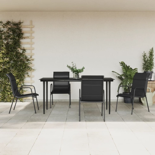 Ensembles tables et chaises Vidaxl vidaXL Ensemble à manger de jardin 5 pcs noir textilène et acier