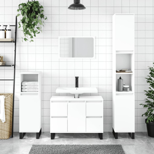 Vidaxl - vidaXL Armoire de salle de bain blanc 30x30x100 cm bois d'ingénierie - meuble bas salle de bain Blanc