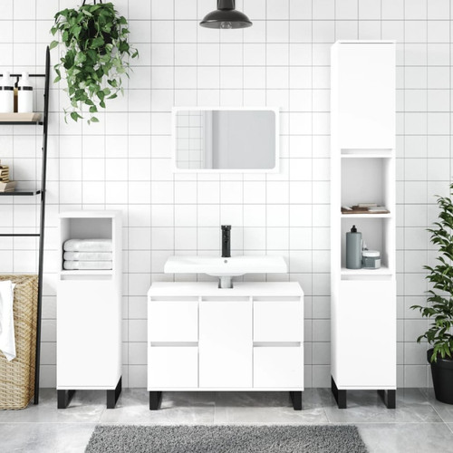 Vidaxl - vidaXL Armoire de salle de bain blanc 80x33x60 cm bois d'ingénierie - meuble bas salle de bain Blanc