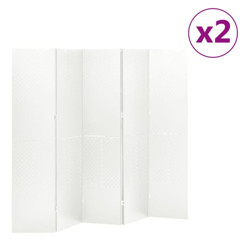 Vidaxl - vidaXL Cloisons de séparation 5 panneaux 2 pcs Blanc 200x180 cm Acier Vidaxl  - Paravents Blanc