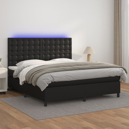 Vidaxl - vidaXL Sommier à lattes de lit avec matelas et LED Noir 160x200 cm Vidaxl - Cadres de lit Vidaxl