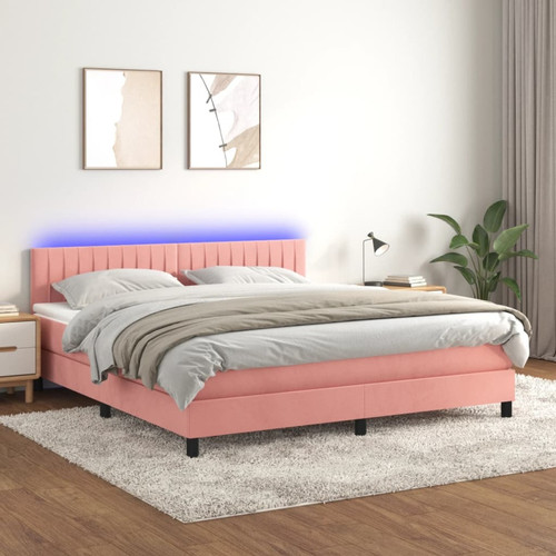 Vidaxl - vidaXL Sommier à lattes de lit avec matelas et LED Rose 180x200 cm Vidaxl  - Cadres de lit