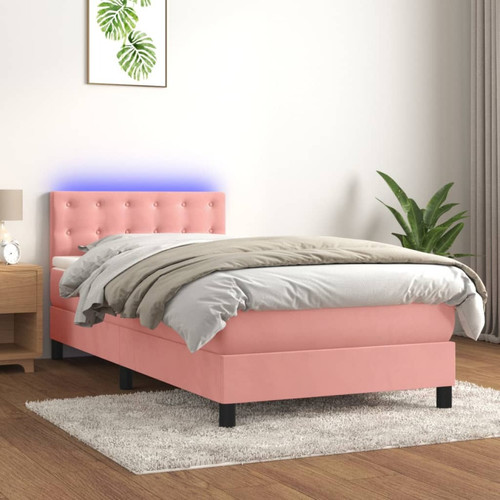 Vidaxl - vidaXL Sommier à lattes de lit avec matelas et LED Rose 90x190 cm Vidaxl  - Chambre Enfant