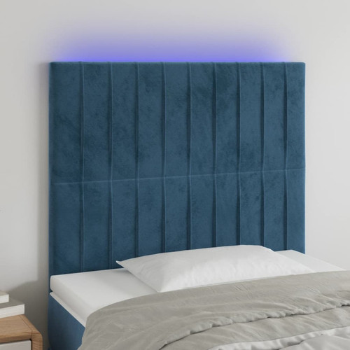 Vidaxl - vidaXL Tête de lit à LED Bleu foncé 80x5x118/128 cm Velours Vidaxl  - Literie