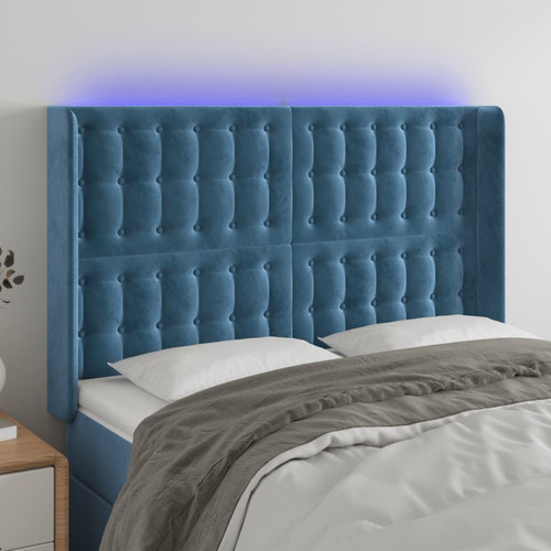 Vidaxl - vidaXL Tête de lit à LED Bleu foncé 147x16x118/128 cm Velours Vidaxl  - Maison Bleu petrole