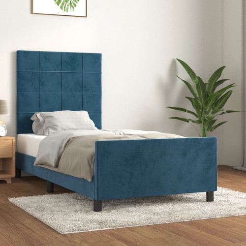 Vidaxl - vidaXL Cadre de lit avec tête de lit Bleu foncé 90x190 cm Velours Vidaxl  - Marchand Vidaxl