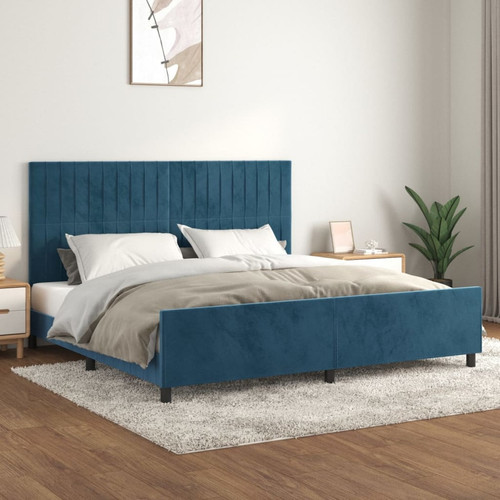 Vidaxl - vidaXL Cadre de lit avec tête de lit Bleu foncé 200x200 cm Velours Vidaxl  - Chambre Enfant
