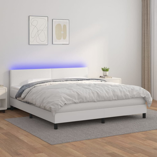 Vidaxl - vidaXL Sommier à lattes de lit avec matelas et LED Blanc 180x200 cm Vidaxl  - Maison